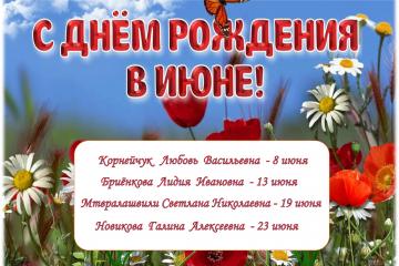 Поздравляем именинников июня!